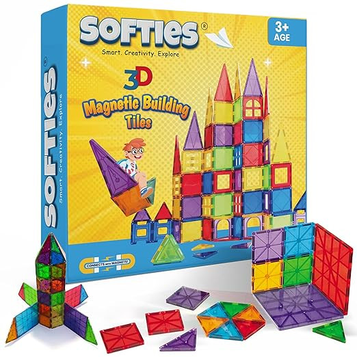SOFTIES 20 pcs Magnetic Building Blocks for Kids | Educational Toys | Toys for Kids 5+ Years | Toys for 3 Year Old boy | Toys for 3 + Year Old Girl