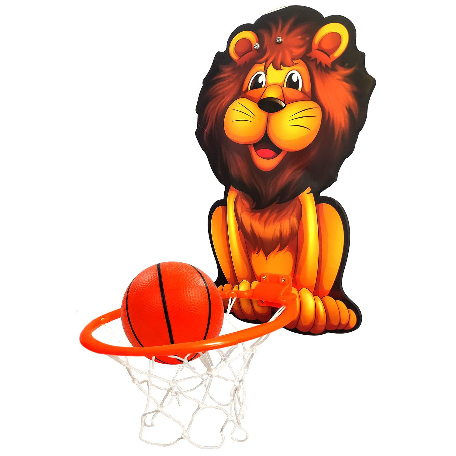 NHR Lion Basket Ball for Kids, Toys for Boys and Girls, Portable Set with Hanging Board, Ring Net, Ball Indoor and Outdoor Games, Good for Pastime Birthday and Return Gift